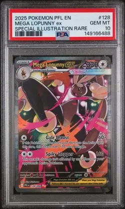 2025 Pokemon Phantasmal Flames Card 128/094 Mega Lopunny EX SIR Graded PSA 10 - Image 1