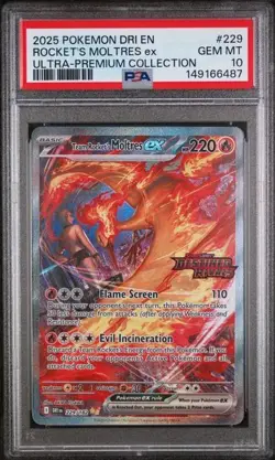 2025 Pokemon Destined Rivals Card 229/185 Rocket's Moltres Ultra Premium PSA 10 - Image 1
