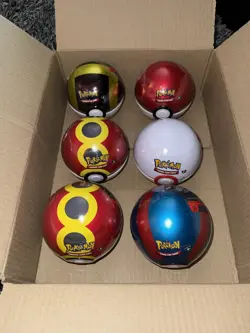 6 x Pokemon TCG Pokeball Tins Pokeball Ball - E25 Booster Packs New & Sealed - Image 1