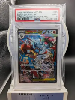2025 Pokemon Mega Evolutions Mega Lucario EX! SIR! English! PSA 9! #179/132! - Image 1