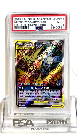 NEW Pokemon TCG Hidden Fates EBT Promo Moltres Zapdos & Articuno GX SM210 PSA 9 - Image 1