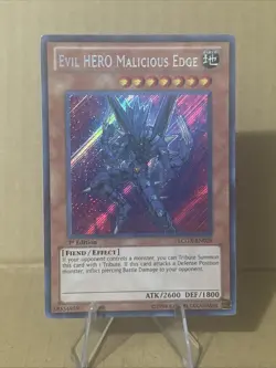 Yu-Gi-Oh TCG Evil Hero Malicious Edge 1st Edition Secret Rare Card LCGX-EN029 NM - Image 1