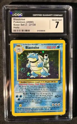 Pokemon TCG Blastoise 2/130 Base Set 2 Holo 2000 Vintage WOTC CGC 7 NM - Image 1