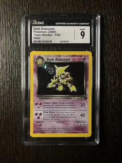 Dark Alakazam CGC 9 Pokemon WOTC 2000 Team Rocket 1/82 Holo Swirl Low POP 188 🌀 - Image 1