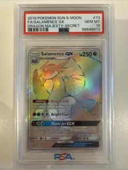 Pokemon Salamence GX Secret 73/70 Dragon Majesty PSA 10 GEM MINT - Image 1