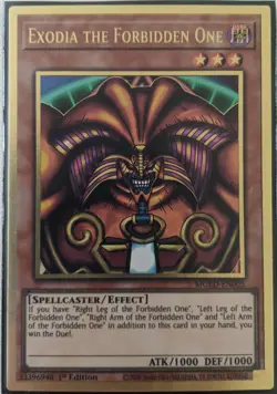 YuGiOh Exodia the Forbidden One Gold Rare 1st Edition MGED-EN005 NM - Image 1