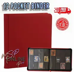 12 Pocket | RED | Trading Card BINDER Album Zipper Side Loading 480 Master Set - Image 1