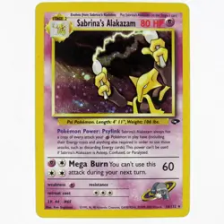 Pokemon Sabrina's Alakazam Holo Rar Gym Challenge Card #016/132 MP See Pics☆ - Image 1