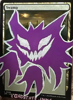 Swamp Land MTG Alter ACEO Haunter Art - Handpainted by ghostlite.ink - Image 1