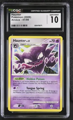 CGC 10 GEM MINT Haunter 2009 Arceus 41/99 Pokemon Card - Image 1
