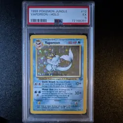 Pokemon Vaporeon 12/64 Jungle Holo Rare EX Unlimited PSA 5 English 1999 Card - Image 1