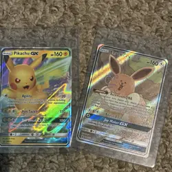 Pokemon Eevee And Pikachu GX Full Art Holo Pokemon Card Pair - Image 1