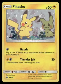 Pokemon Cards Pikachu SM162 Sun & Moon Promo Holo Promo LP - Image 1