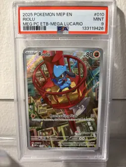 Pokemon TCG Riolu Center Stamped Promo Mega Evolutions PSA 9 - Image 1