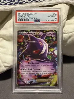 Pokemon TCG PSA 10 GEM Mint Gengar EX 34/119 Phantom Forces Holofoil 2014 - Image 1