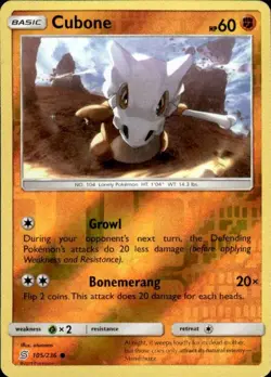 Pokemon Reverse Holo Cubone SM - Unified Minds 105/236 LP - Image 1
