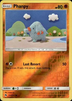 Pokemon Reverse Holo Phanpy SM - Lost Thunder 111/214 LP - Image 1
