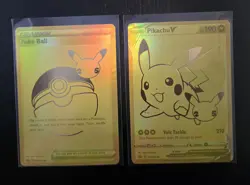 Pokemon Celebrations Pikachu V and Poke Ball Gold Promos SWSH145 SWSH146 - Image 1