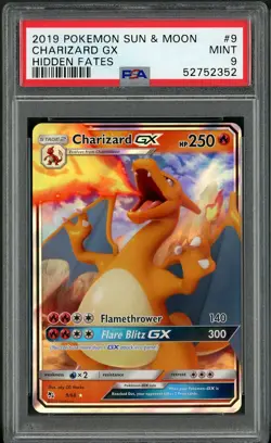 2019 Pokemon Sun & Moon Hidden Fates Charizard GX 9/68 PSA 9 MINT - Image 1
