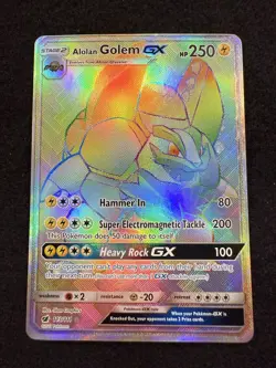 Pokemon Alolan Golem GX Rainbow 113/111 from Crimson Invasion in LP condition! - Image 1