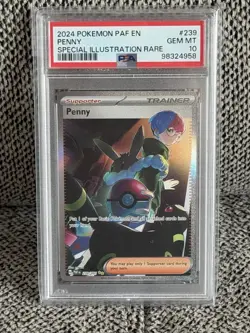 PSA 10 Pokemon TCG Penny Paldean Fates Trainer Holo 239/091 Illustration Rare - Image 1
