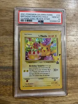 GRADED PSA 10 2021 Pokemon Celebrations Birthday Pikachu-Holo #24 - Image 1