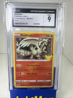 Reshiram 002/025 Mint Rare Holo Pokemon 2021 Celebrations CGC 9 Mint - Image 3
