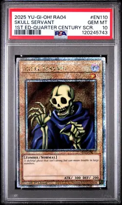 Yugioh Skull Servant RA04 Quarter Century Secret Rare Stampede 1st ED PSA 10 - Image 1