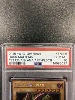 2025 YU-GI-OH! QUARTER CENTURY STAMPEDE Dark Magician RA04-EN106 PLSCR PSA 10 - Image 2