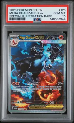 2025 POKEMON PFL EN-PHANTASMAL FLAMES #125 MEGA CHARIZARD X EX PSA 10 - Image 1