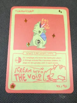 TYRANITAR (TYRANITURD) 43/90 - POKEDOODLES - POKEMON Fan Art non TCG Holo Set 1 - Image 1
