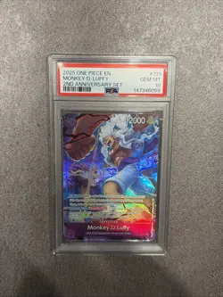 ONE PIECE TCG MONKEY D LUFFY OP05-119 2ND ANNIVERSARY ENGLISH PSA 10 - Image 1