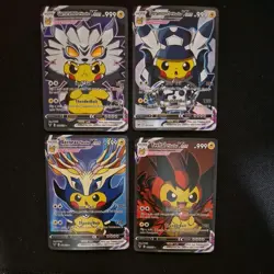 4x Pikachu Cosplay-Style Holo Art Cards – Fan Display Set - Image 1