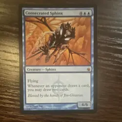 Magic: The Gathering Consecrated Sphinx Mythic Blue Creature Mirrodin Besieged - Image 1