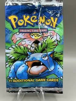 1999 Pokemon TCG Base Set Empty Booster Pack Venusaur Artwork - Image 1