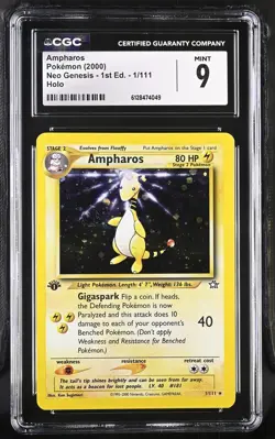 Ampharos 2000 Pokemon Neo Genesis 1st Edition CGC 9 #1 - Image 1