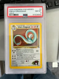 TCG 2000 Pokemon Gym Heroes #4 Erika's Dragonair Holo PSA 8 - Image 1