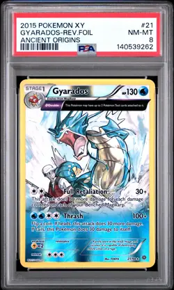 2015 POKEMON XY ANCIENT ORIGINS #21 GYARADOS-REVERSE FOIL PSA 8 - Image 1