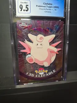Clefable #36 CGC 10 Pokemon Topps Chrome T.V. Series 1 CGC grade 9.5 Gem Mint - Image 2