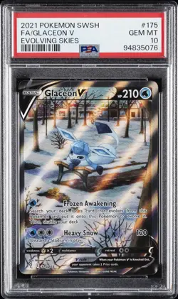 2021 POKEMON SWORD & SHIELD EVOLVING SKIES #175 FULL ART/GLACEON V PSA 10 - Image 1