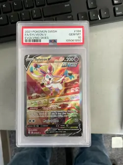 TCG 2021 Pokemon SWSH Evolving Skies #184 Sylveon V fA PSA 10 - Image 1