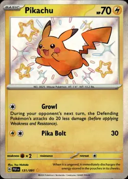 PIKACHU 131/091 SHINY RARE PALDEAN FATES POKEMON - Image 1