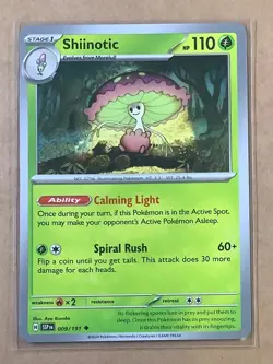 2024 Pokemon Surging Sparks - 9/191 Shiinotic Regular - NM - Image 1