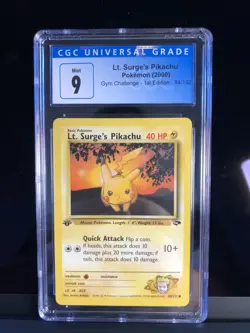 CGC 9 MINT Lt. Surge's Pikachu Gym Challenge 1st Edition Pokemon 84/132 -214 - Image 1