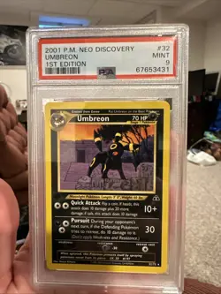 Pokemon Umbreon PSA 9 2001 Neo Discovery 1st Edition Mint #32 32/75 *LOW POP * - Image 1