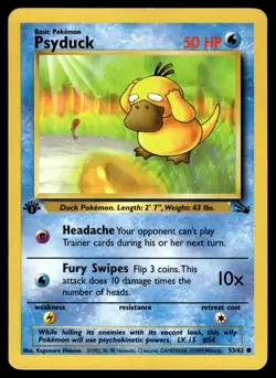 Psyduck 53/62 Common Fossil Pokemon 1st Edition MP - Image 1