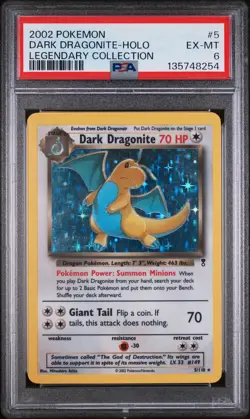 2002 POKEMON LEGENDARY COLLECTION #5 DARK DRAGONITE-HOLO PSA 6 - Image 1