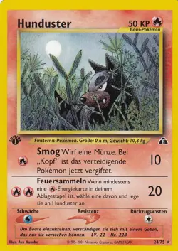 Hunduster / Houndour - 24/75 Neo Entdeckung - Rare 1st Edition DE NM Pokemon - Image 1