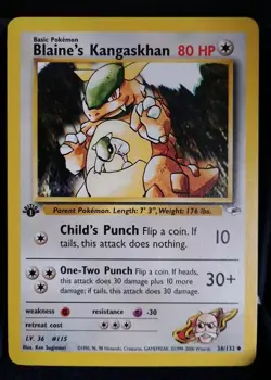Pokemon TCG Blaines Kangaskhan 36/132 1st Edition Gym Heroes English NM - Image 1