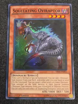 Yugioh Souleating Oviraptor SR04-EN002 Super Rare 1st Ed LP - Image 1